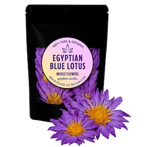 100% Organic Egyptian Blue Lotus Flowers~Whole Flowers & Crushed Flowers~Nymphaea caerulea Sacred water lotus~Sacred Lotus~Sacred Water Lily