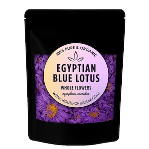 100% Organic Egyptian Blue Lotus Petals & Stems • Nymphaea caerulea • No Additives, Pesticides, or Chemicals • Blue Lotus Flower