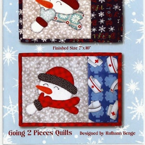 Pattern - Joyful Snowman Mug Rugs, 7" x 10" finished, Paper Pattern