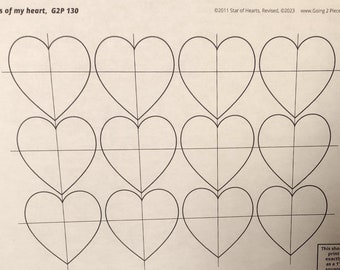 Stencil - Hearts for pattern G2P 130, Pieces of my Heart by Going 2 Pieces Quilts