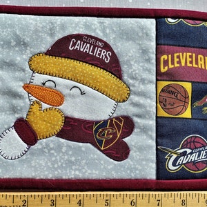 KIT - Cleveland Cavaliers Snowman Mug Rug,  finished size 7&quot; x 10&quot; Machine applique and sewing