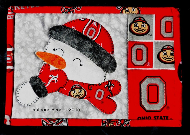 Digital Joyful Snowman Mug Rug Pattern, 7 x 10 finished. image 4