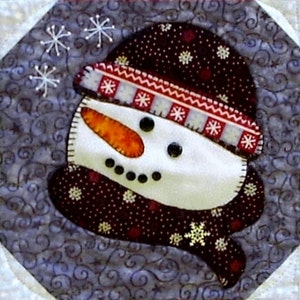 Digital Snowman Paper Dolls machine applique Quilt Pattern 32 1/2 square image 2