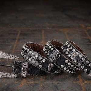 Womens Black Western Bling Belt - Etsy display picture 2