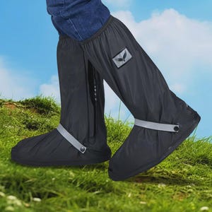 Waterproof Motorcycle Rain Boot Covers, Non-Slip Reusable Overshoes for Riding, Heavy Duty Rain Protection