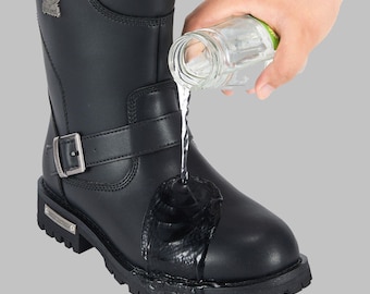 Men's Leather Motorcycle Boots, Biker Riding Footwear, Genuine Leather Combat booties , Gift for Him