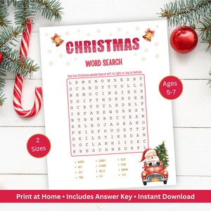 Christmas Word Search Printable PDF | Kids Classroom Game | Instant Download