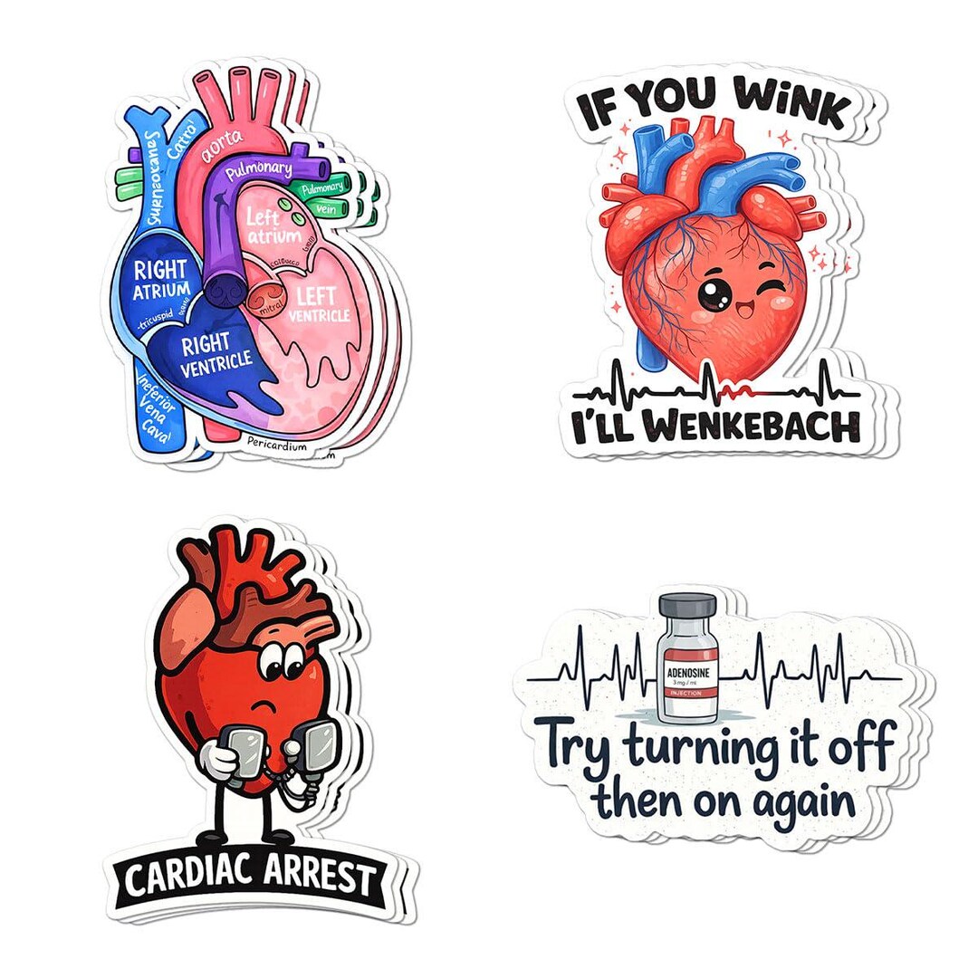 Cardiac Pacemaker Sticker 12 Pcs Heart Anatomy & Cardiac Stickers, Funny Medical Stickers, If You ...