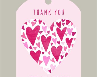 Personalized Heart Favor Tags, Wedding Shower Decor