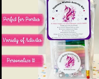 Unicorn Wishes Activity Kit, DIY Bracelet, Bag Clip, Coloring Activities