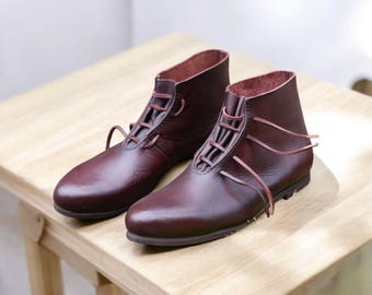 Handmade Brown Leather Ankle Boots | Mens Vintage Lace Up Shoes
