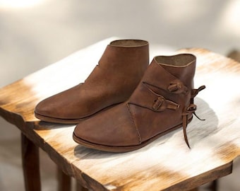 Handgemachte Braune Leder Ankle Boots | Vintage Rustikale Damen Flache Stiefel