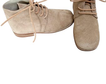 Handmade Tan Suede Desert Boots: Men's Leather Chukka Shoes