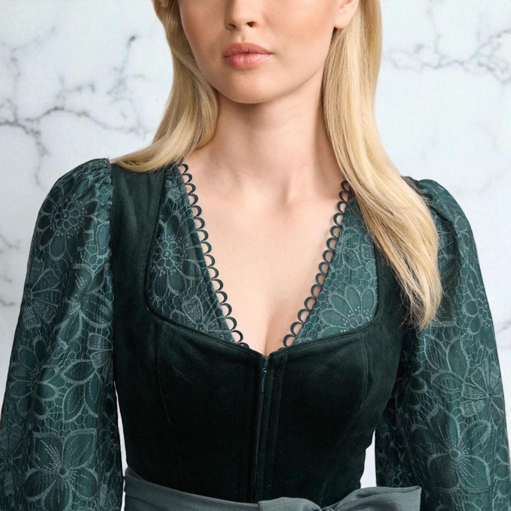 alpine dress with close fitting bodice The Kendall Dress in Alpine Green X-Small main image 0
