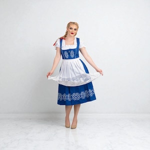 Royal Blue Dirndl Dress: 3-Piece Bavarian Oktoberfest Costume