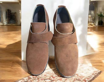 Handcrafted Brown Suede Leather Shoes | Men's Casual Slip-Ons