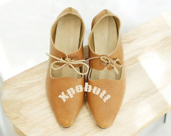Handgefertigte Braune Leder Mary Jane Wohnungen Weiche Sohle Damen Schuhe Vintage Stil Leder Schuhe