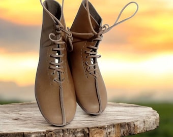 Handcrafted Vintage Brown Leather Lace-Up Boots | Unisex Retro Ankle Shoes | Comfortable Everyday Walking Boots