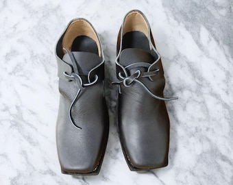 Handmade Leather Square Toe Dress Shoes | Minimalist Lace-Up