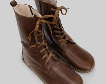 Handgemachte Braune Leder Ankle Boots | Unisex Soft Sole Mittelalterliche Schuhe