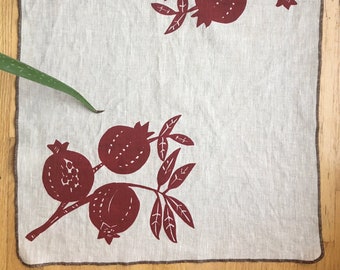 Pomegranate, Tea Towel, Linen Fabric, Autumn, Housewarming, Food,