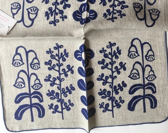 Linen Tea Towel: Hand Screenprinted Floral Dish Cloth, Scandinavian Kitchen