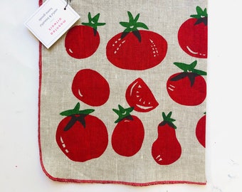 Tomato Linen Fabric Tea Towel, Kitchen, Veggie, Food, Handmade, Housewarming gift, wedding gift