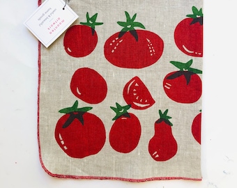 Tomato Linen Fabric Tea Towel, Kitchen, Veggie, Food, Handmade, Housewarming gift, wedding gift