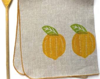 Lemon Dish Towel, linen tea towel, Citrus