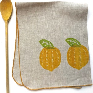 Lemon Dish Towel, linen tea towel, Citrus