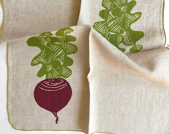 Beet Vegetable TeaTowel, Linen Fabric