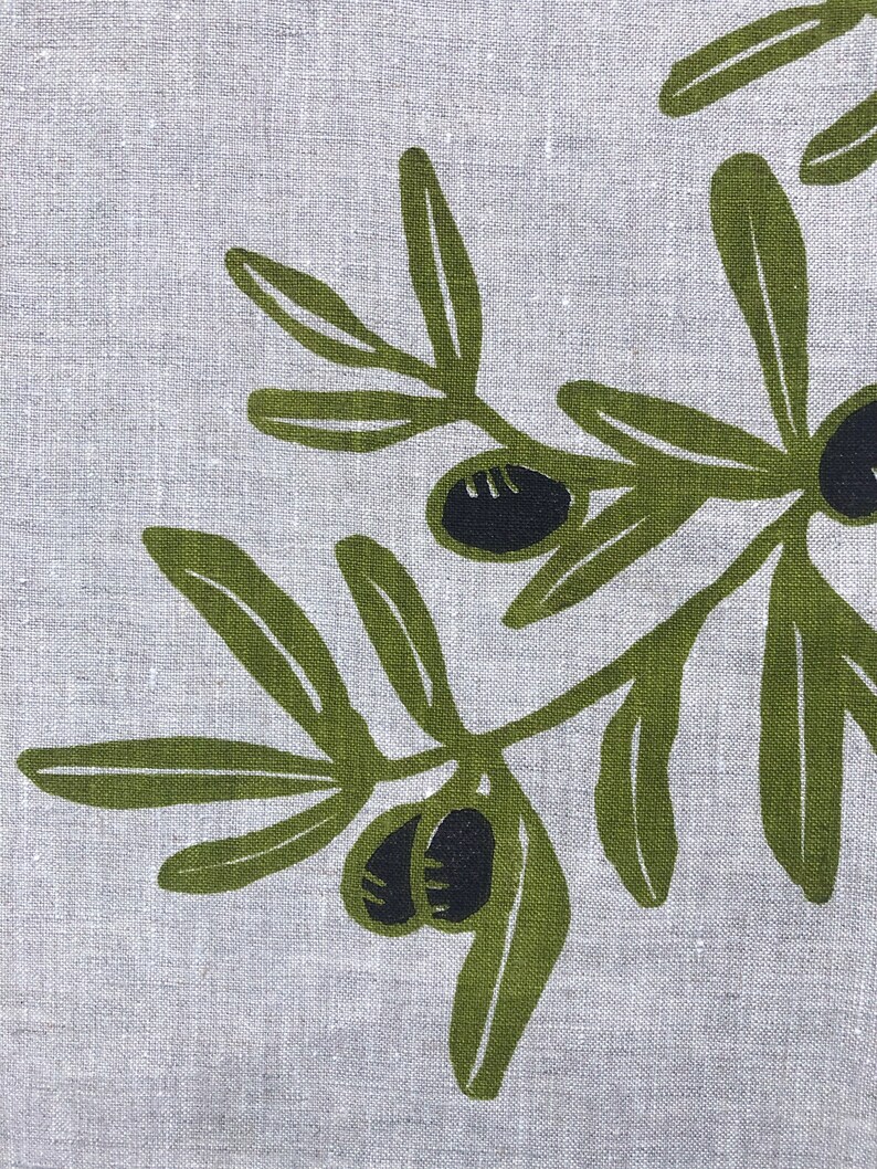 MOONTEAstudio Olive Branch Linen Tea Towel