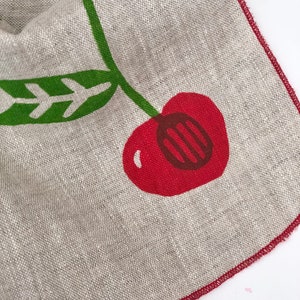 Cherries Linen Napkins, Hand printed fruit napkins image 7