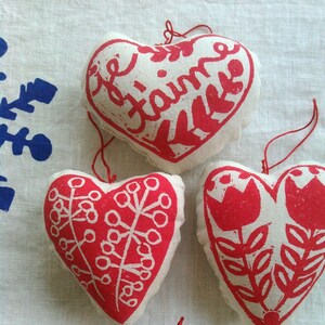 Heart Shaped Sachet, Je T'aime, te amo, French Language Valentine, Italian words, love, Valentine's day image 5
