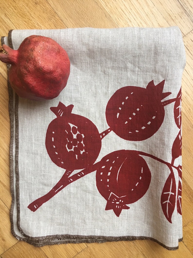 Pomegranate, Tea Towel, Linen Fabric, Autumn, Housewarming, Food, image 3