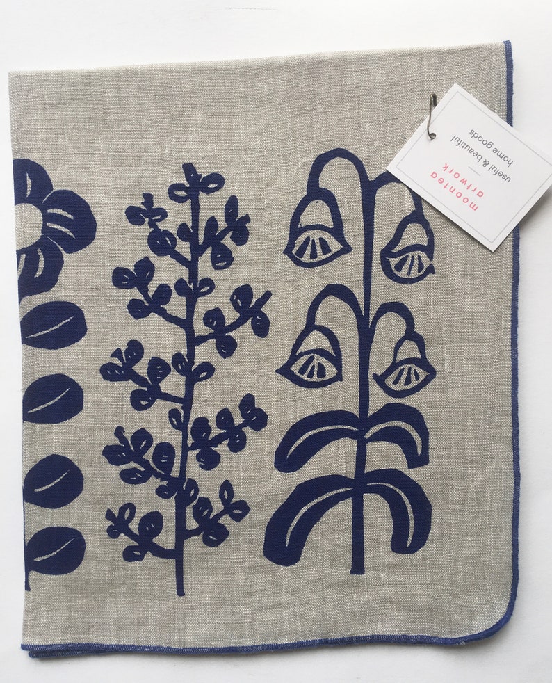 Linen tea towel, dish cloth, flowers, boho floral, kitchen goods, home gift, scandinavian image 3