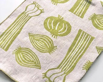 Onion Vegetable design, Linen Tea Towel