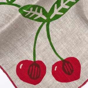 Cherries Linen Napkins, Hand printed fruit napkins image 6