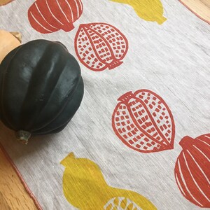 Squash, Garden Linen Fabric, Tea Towel, Retro, Colorful, Bohemian, Anniversary, Eco Towel, Gift for her, Housewarming gift, Vegan, Food image 4