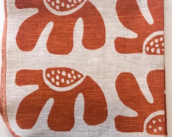 Flora Bold Printed Linen Napkins, Orange Flowers