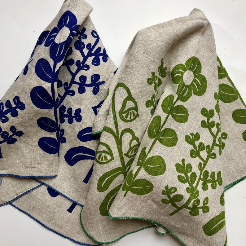 Linen tea towel, dish cloth, flowers, boho floral, kitchen goods, home gift, scandinavian image 1