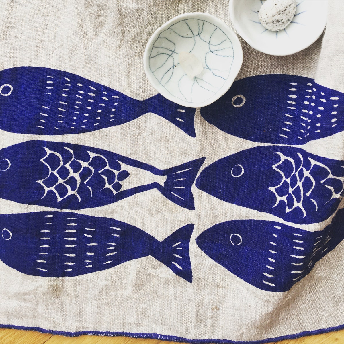Etsy - Linen Tea Towel Scandinavian Sardines
