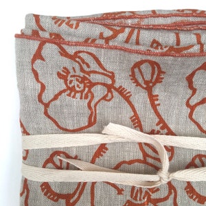 Poppy Flowers hand printed linen table runner image 6