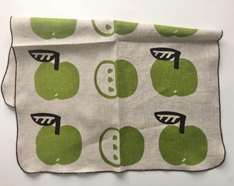 Apple, linen tea towel, fruit