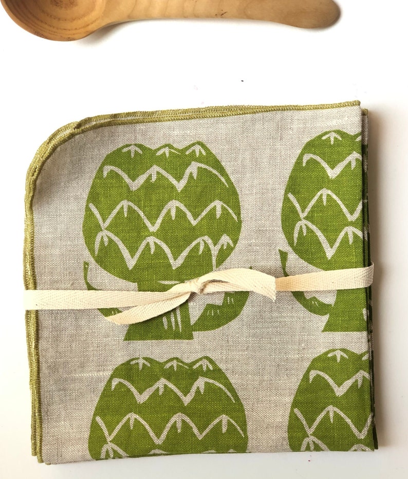 Artichoke Napkins, Linen Napkins, Mediterranean, Garden image 2