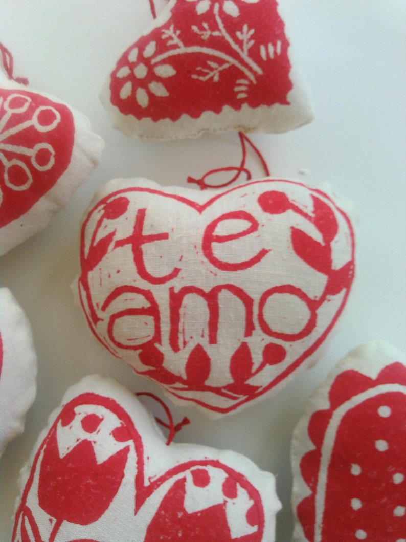 Heart Shaped Sachet, Je T'aime, te amo, French Language Valentine, Italian words, love, Valentine's day image 4