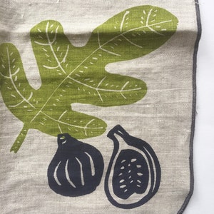 Fig Linen Napkins, Set of 4, Hand Printed Napkins image 4