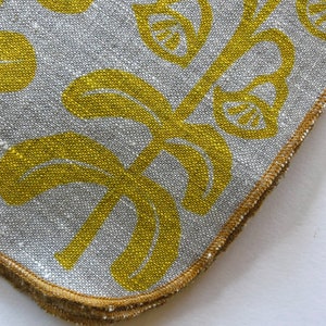 Yellow Folk Flowers, Linen Cloth Napkin Set image 8
