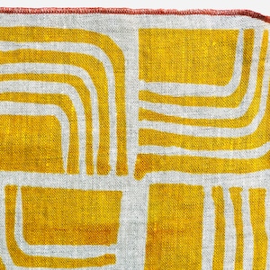 Linen Placemats, Retro design, mustard yellow, hand printed image 7