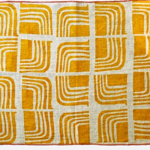 Linen Placemats, Retro design, mustard yellow, hand printed image 5